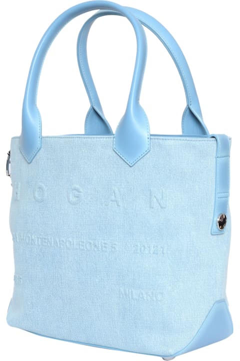 Hogan Shoulder Bags for Women Hogan Script Media Embossed(denim) Bag 14x28x34 Cm