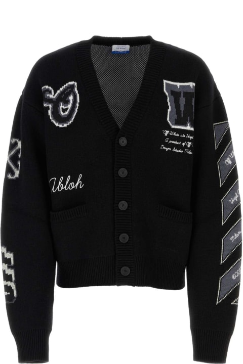 Sweaters for Men Off-White Black Wool Blend Cardigan