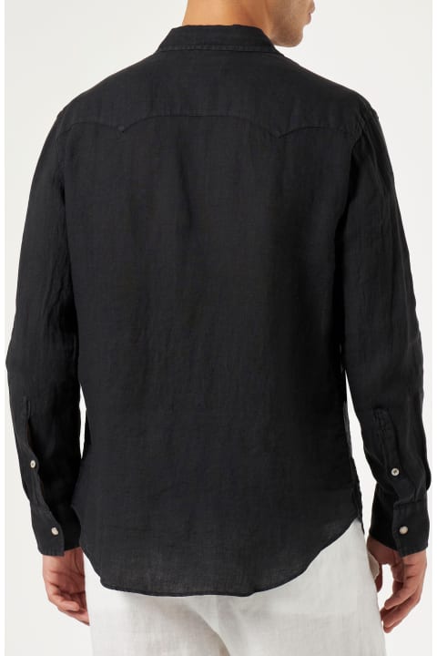 メンズ MC2 Saint Barthのシャツ MC2 Saint Barth Man Black Linen Shirt