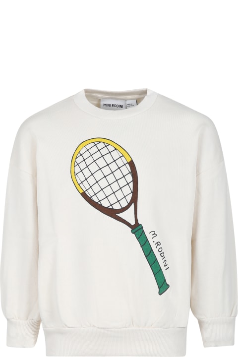 ボーイズ Mini Rodiniのニットウェア＆スウェットシャツ Mini Rodini Ivory Sweatshirt For Kids With Tennis Racket