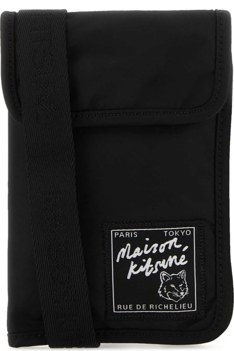 Maison Kitsuné Shoulder Bags for Men Maison Kitsuné Black Nylon Phone Case