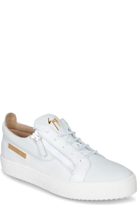 Giuseppe Zanotti for Men Giuseppe Zanotti Zip Logo White- Gold Sneakers