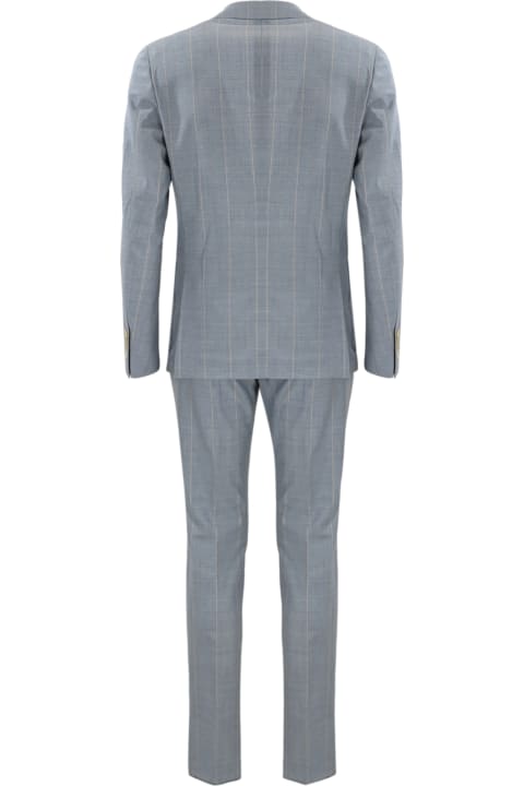 Eleventy Suits for Men Eleventy Single-breasted Light Blue Pinstripe Suit