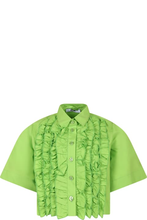 キッズ新着アイテム MSGM Green Shirt For Girl With Logo