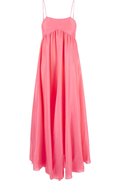 Forte_Forte for Women Forte_Forte 'habotai' Long Salmon Pink Dress With High-waist Point In Silk Woman