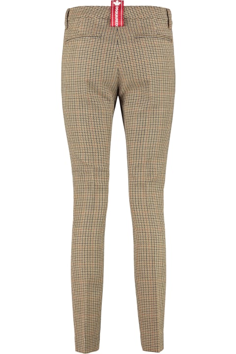 Sale for Women Dsquared2 Prince Of Wales Checked Virgin Wool Trousers
