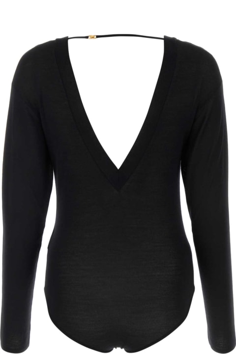 Topwear for Women Saint Laurent Black Wool Blend Bodysuit