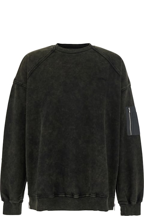 Juun.J for Women Juun.J Khaki Green Crewneck Sweater With Zip Pocket On The Sleeve In Cotton Man