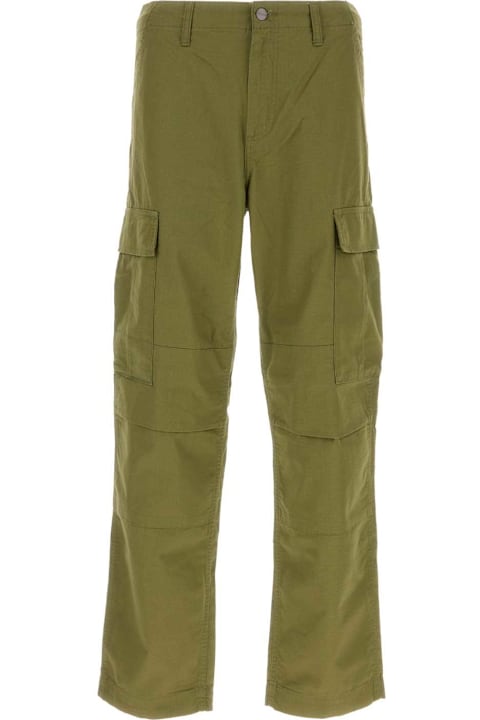 Carhartt Pants for Men Carhartt Olive Green Cotton Regular Cargo Pant