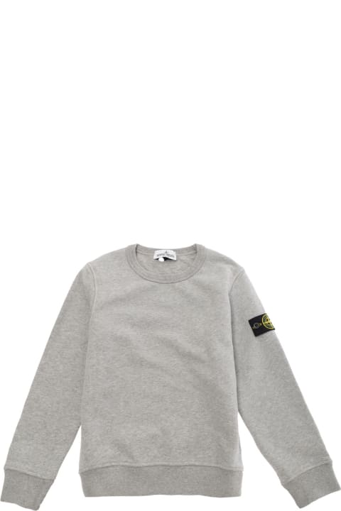 Homeware Stone Island Junior Grey Crewneck Sweatshirt With Logo Patch In Cotton Man