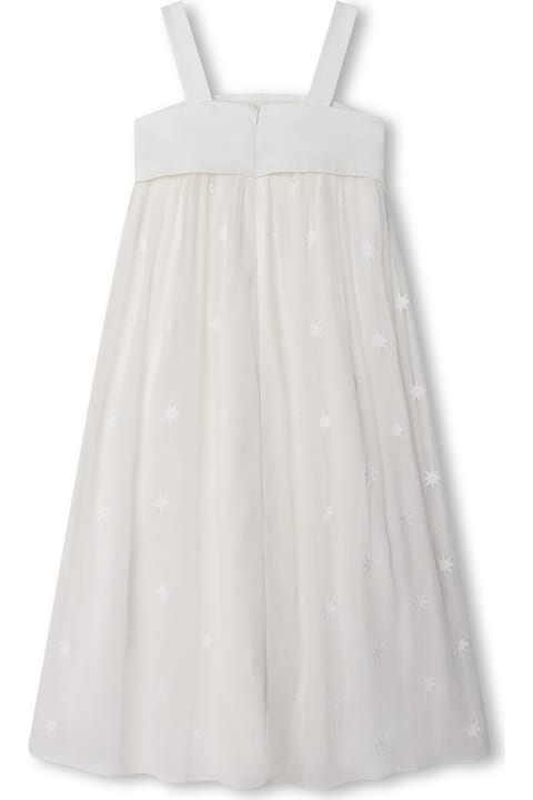 Chloé for Kids Chloé White Silk Dress With Stars Embroidery
