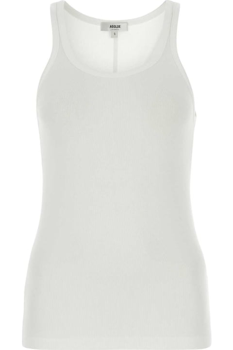 Topwear for Women AGOLDE White Stretch Modal Blend Zane Tank Top