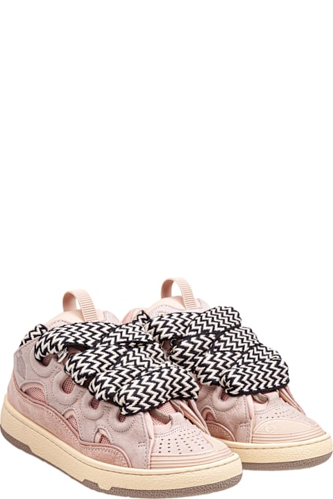 Lanvin لـ Women Lanvin Curb Sneakers In White And Pink Leather