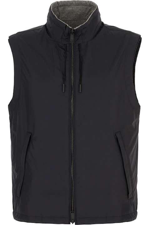 Zegna for Men Zegna Midnight Blue Polyester Reversible Sleeveless Jacket