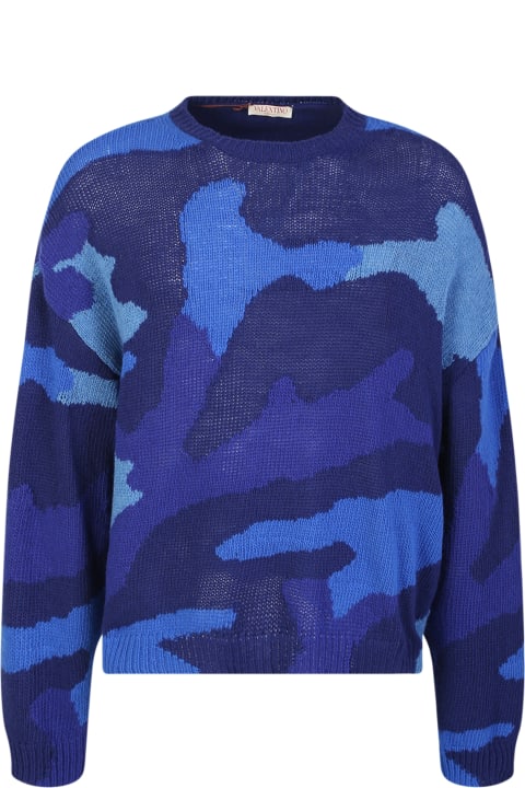 Valentino Men Valentino Pullover Made Of Pure Virgin Wool With A Camouflage Pattern
