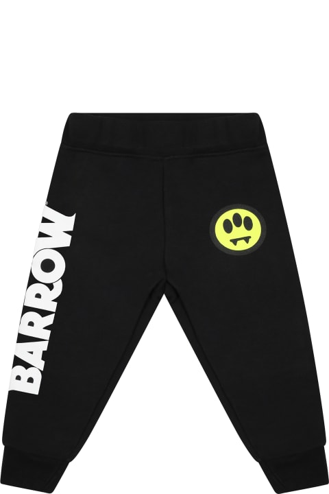 ベビーボーイズ Barrowのボトムス Barrow Black Trousers For Baby Boy With Logo