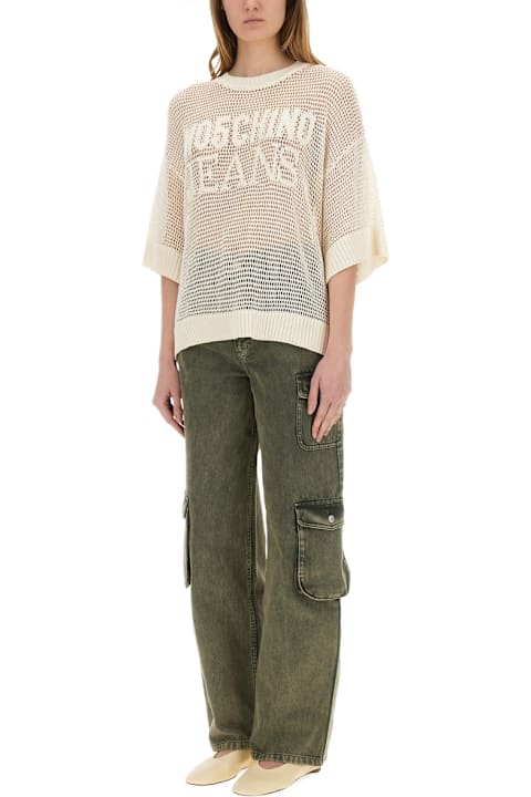 M05CH1N0 Jeans Sweaters for Women M05CH1N0 Jeans Mesh Shirt With Logo