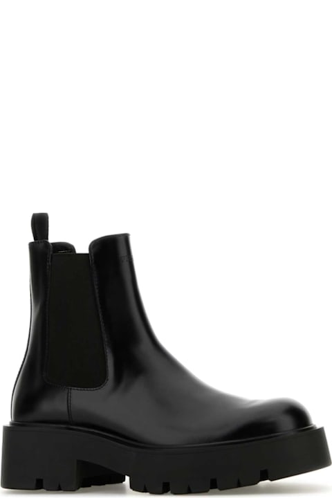 أحذية برقبة لـ القسم الرجالي Prada Black Leather Ankle Boots