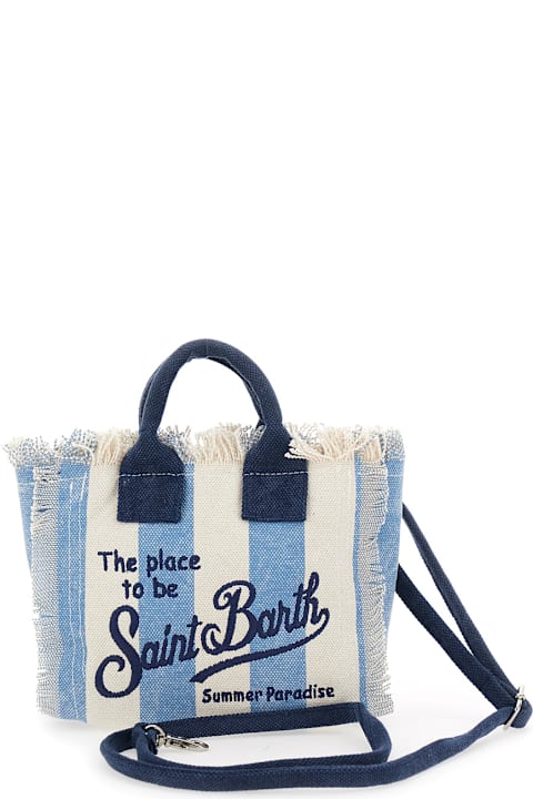 MC2 Saint Barth Accessories & Gifts for Girls MC2 Saint Barth 'vanity Mini' Multicolor Handbag With Adjustable And Removable Shoulder Strap And All-over Striped Motif In Cotton Girl