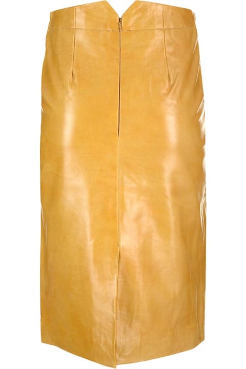 REMAIN Birger Christensen Clothing for Women REMAIN Birger Christensen Midi Leather Skirt Kelp Comb.