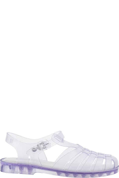 Melissa Flat Shoes for Women Melissa 'possession' White Sandals With Cage Design And Adjustable Buckle Closure In Tech Fabric Woman
