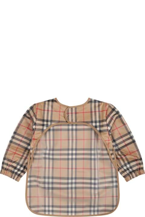 Sale for Baby Girls Burberry Beige Bib For Babykids With Vintage Check