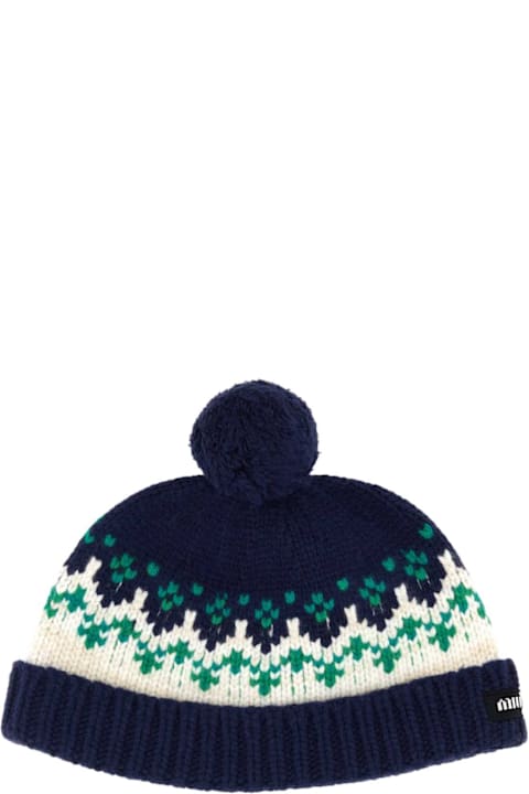 Fashion for Kids Miu Miu Embroidered Wool Beanie Hat