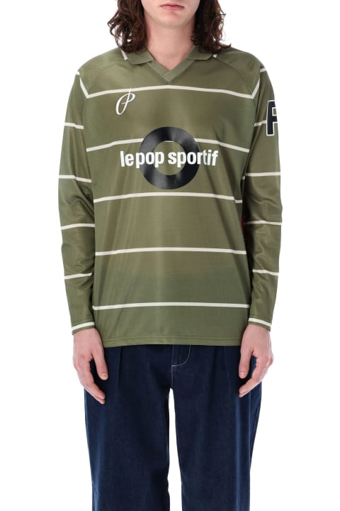 メンズ Pop Trading Companyのフリース＆ラウンジウェア Pop Trading Company Pop Striped Sportif Long Sleeves T-shirt