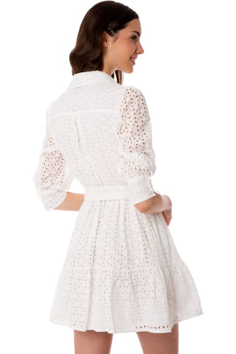 MC2 Saint Barth for Women MC2 Saint Barth White Cotton Short Dress Daisy With Embroideries