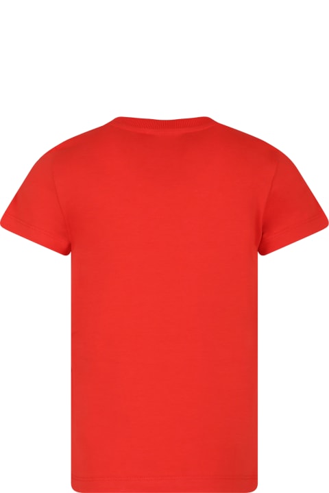 Moschino for Kids Moschino Red T-shirt For Kids With Logo