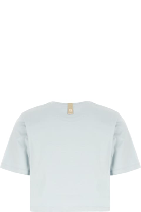 Fendi Topwear for Women Fendi Pastel Light Blue Cotton T-shirt