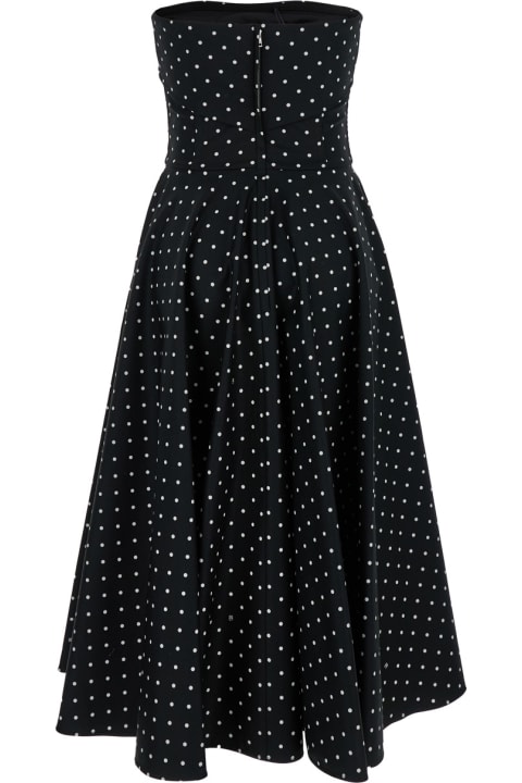 Dolce & Gabbana Dresses for Women Dolce & Gabbana Black Calf-lenght Circle Dress With Polka Dots Print In Cotton Woman