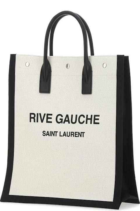 メンズ トートバッグ Saint Laurent Two-tone Canvas Rive Gauche Shopping Bag