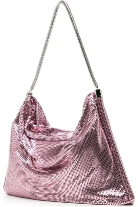 Paco Rabanne Totes for Women Paco Rabanne Pink Large Bag In Mesh Tube
