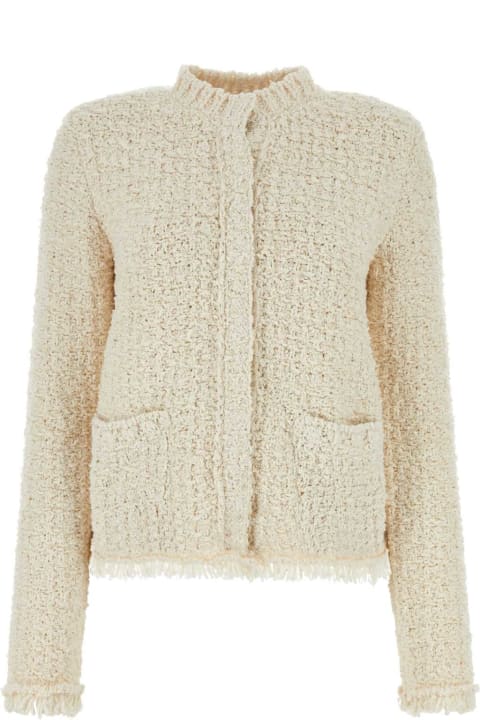 Sweaters for Women Moncler Ivory Tweed Cardigan
