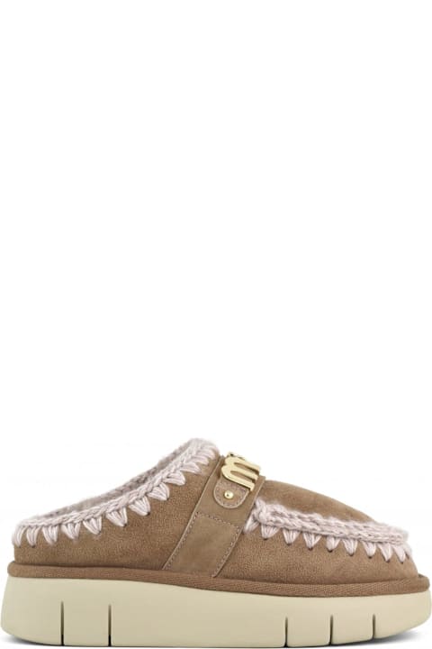 Homeware Mou Pink Brown Double-face Sheepskin Bounce Clog