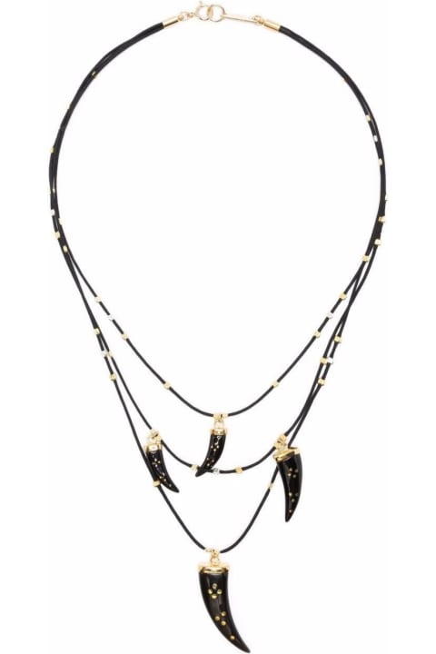 Isalbel Marant Woman's Rope Necklace With Buffalo Horns Details