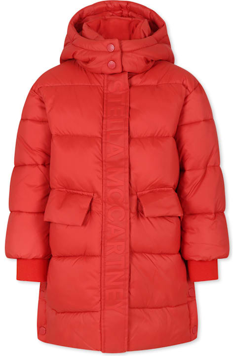 Homeware Stella McCartney Kids Red Down Jacket For Girl With Logo