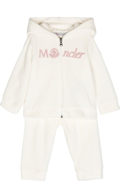 Moncler لـ Kids Moncler White Chenille Tracksuit With Logo