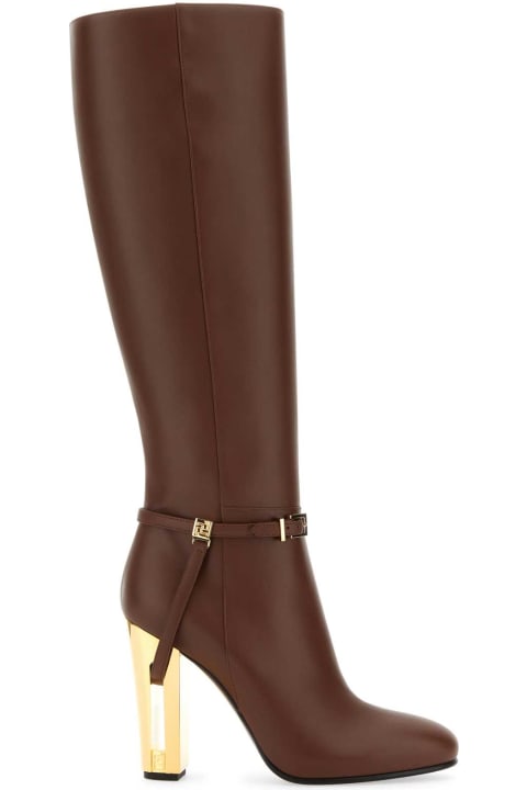 Fendi for Women Fendi Brown Leather Delfina Boots