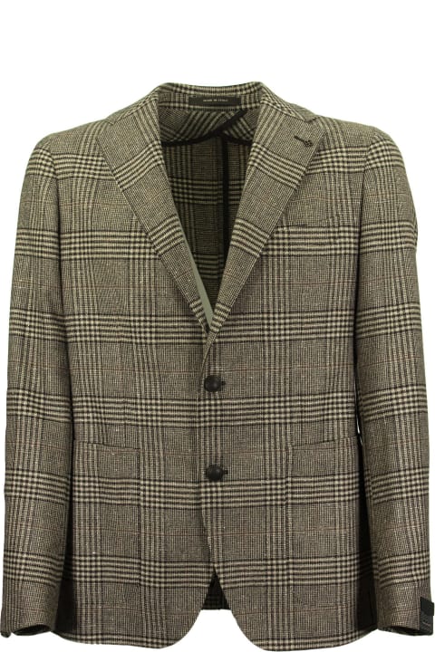 Suits for Men Tagliatore Prince Of Wales Jacket In Wool, Silk And Cashmere