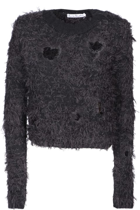 ウィメンズ Acne Studiosのニットウェア Acne Studios Distressed Black Sweater