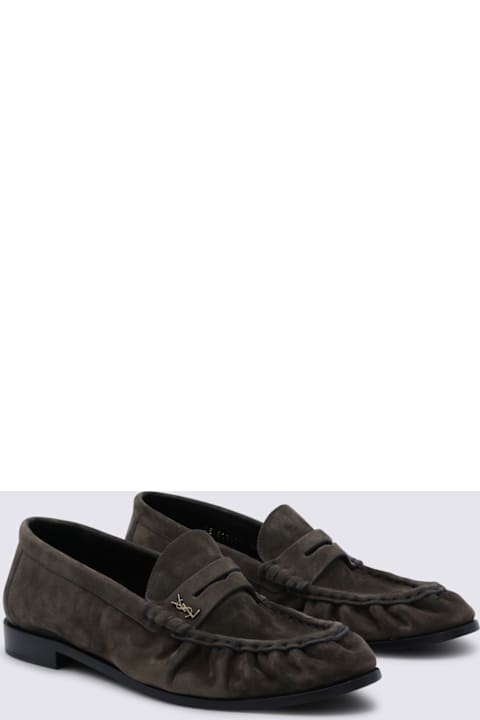 Saint Laurent Dark Brown Suede Loafers