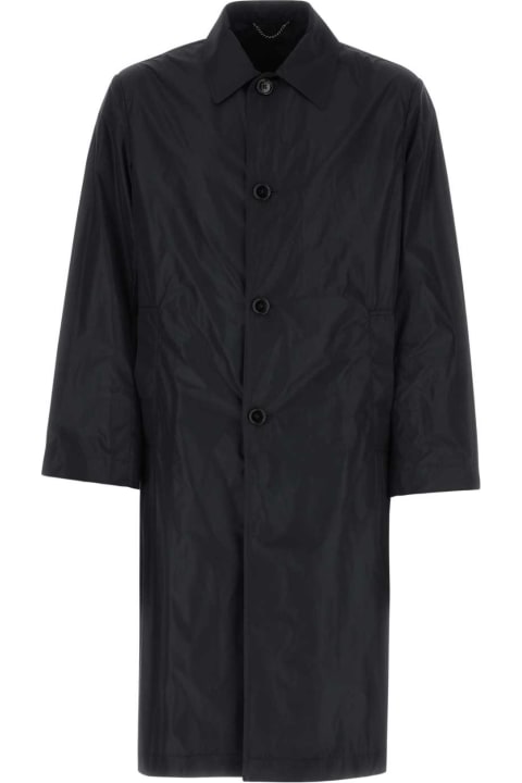 Coats & Jackets for Men Dries Van Noten Navy Blue Polyester Overcoat