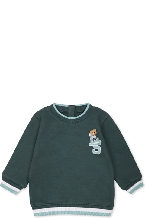 Levi's Sweaters & Sweatshirts for Baby Girls Levi's Green Sweatshirt For Baby Boy With Teddy Bear Print