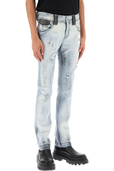 メンズ デニム Dolce & Gabbana Re-edition Jeans With Leather Detailing