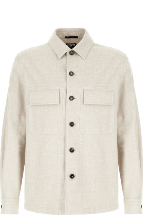 Zegna for Men Zegna Sand Stretch Linen Blend Shirt