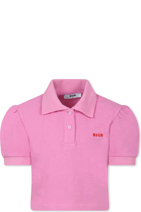 Topwear for Girls MSGM Pink Polo Shirt For Girl With Logo