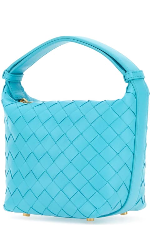 Totes for Women Bottega Veneta Turquoise Leather Micro Candy Wallace Handbag