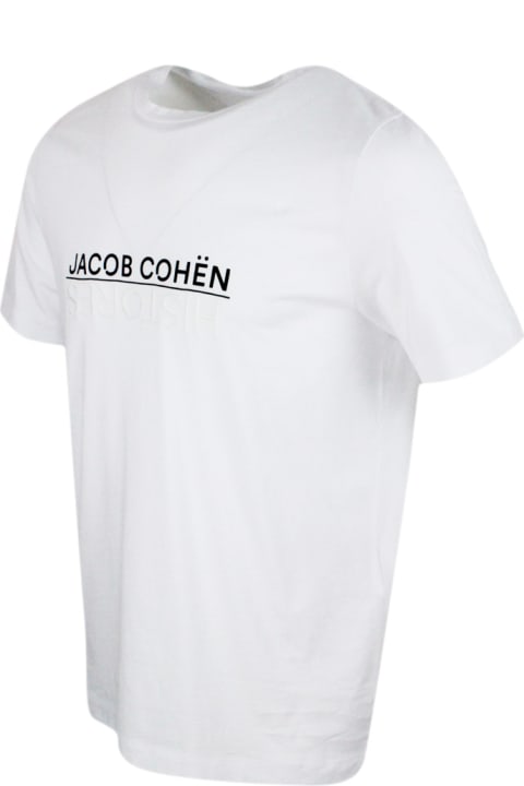Jacob Cohen Topwear for Men Jacob Cohen Histores Short-sleeved Crew-neck T.shirt In Stretch Cotton Jersey With Logo On The Chest